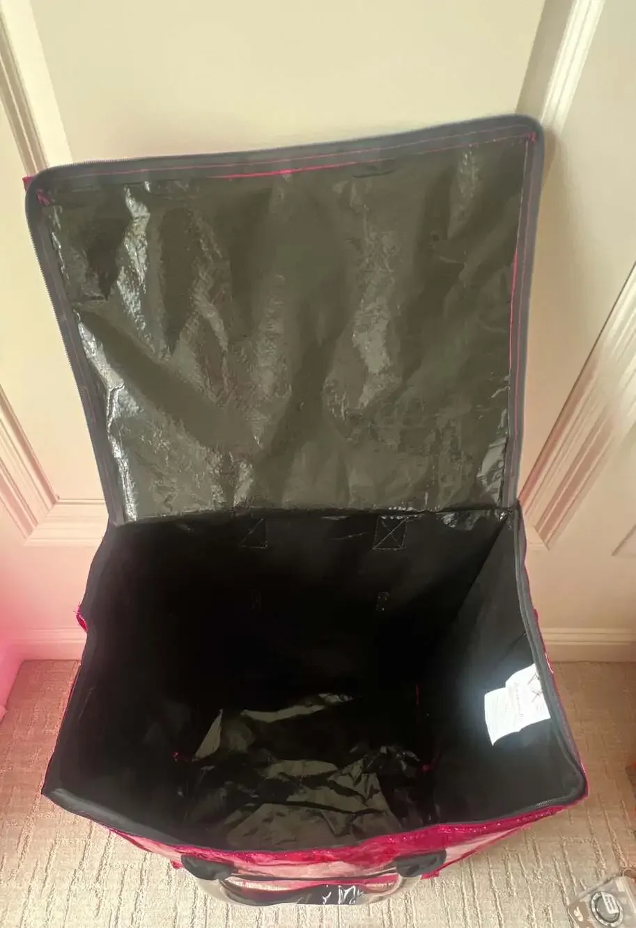 Zoey & Zuri Rolling Bag - Metallic Pink Collapsible Shopping Tote